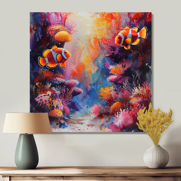 Orange pink clownfish coral Marine Majesty - Orange Coral Wall Art